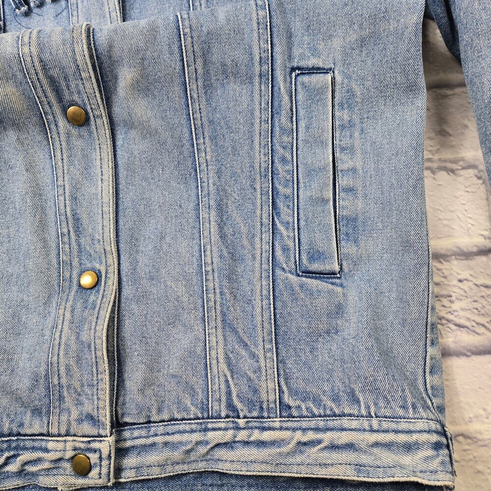 Vintage Learsi 90's Denim Jacket Fringe Yoke Arms 100% Cotton Faded size Small - Picture 8 of 15